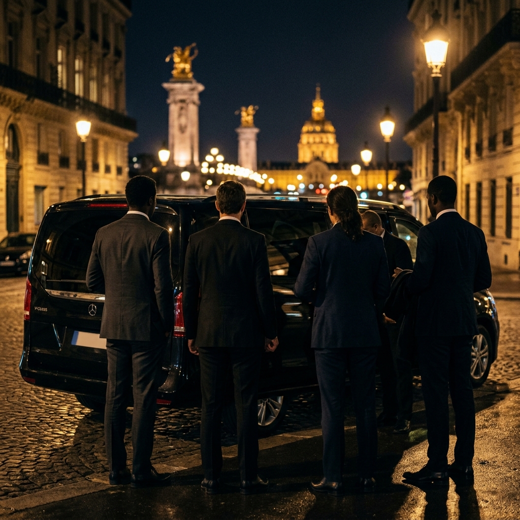 Van VTC Mercedes EQV 300 pour groupes et séminaires à Paris