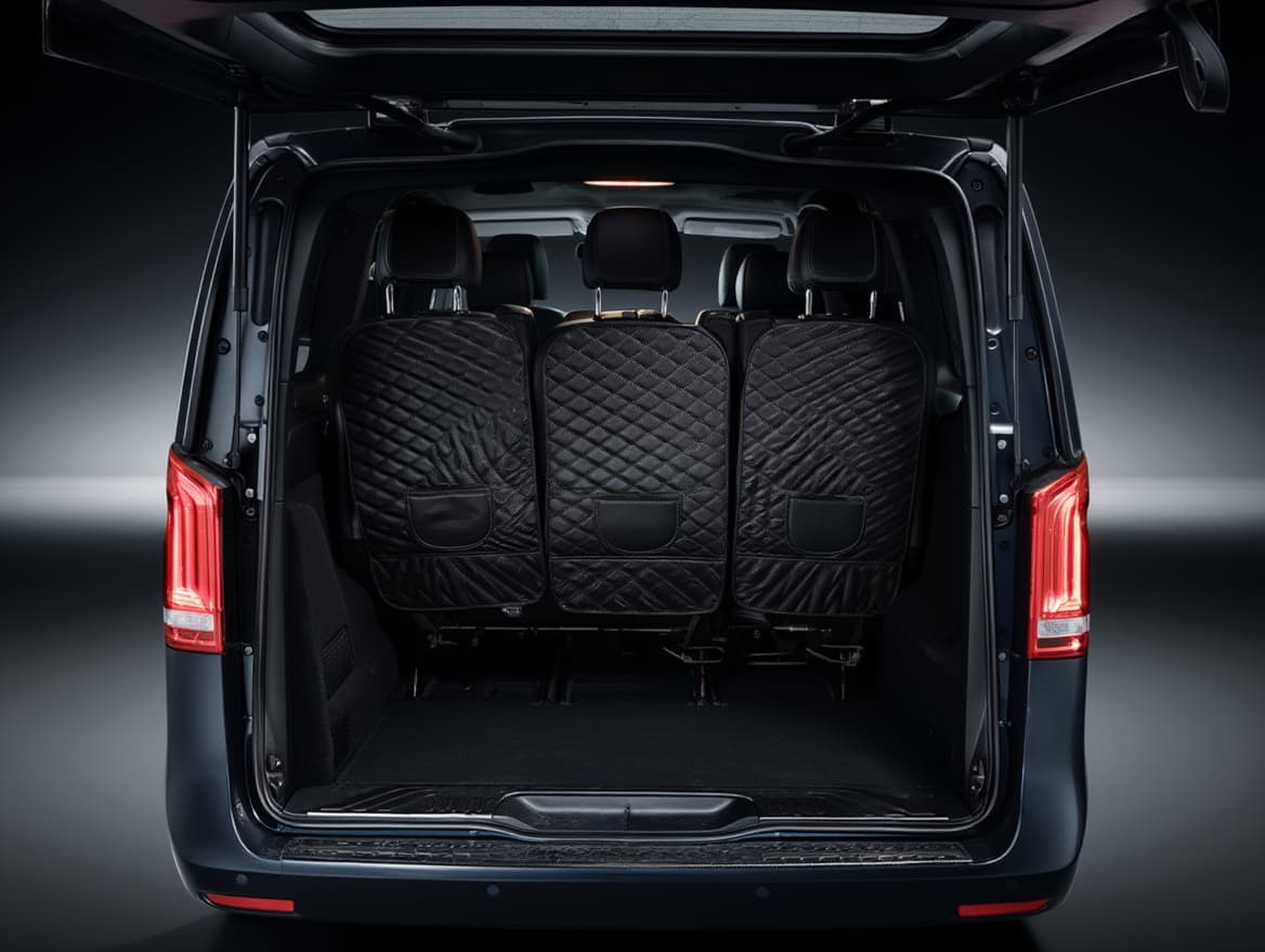 Coffre Mercedes EQV 300 — 1030 litres, bagages aéroport